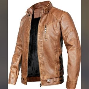 New Mens Slim Fit Weather Sealed Leather Jacket Multiple Sizes